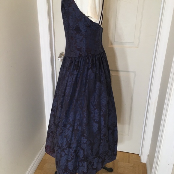 Vintage Gunne Sax dark blue damask party dress, sz 9/10 - Picture 2 of 5